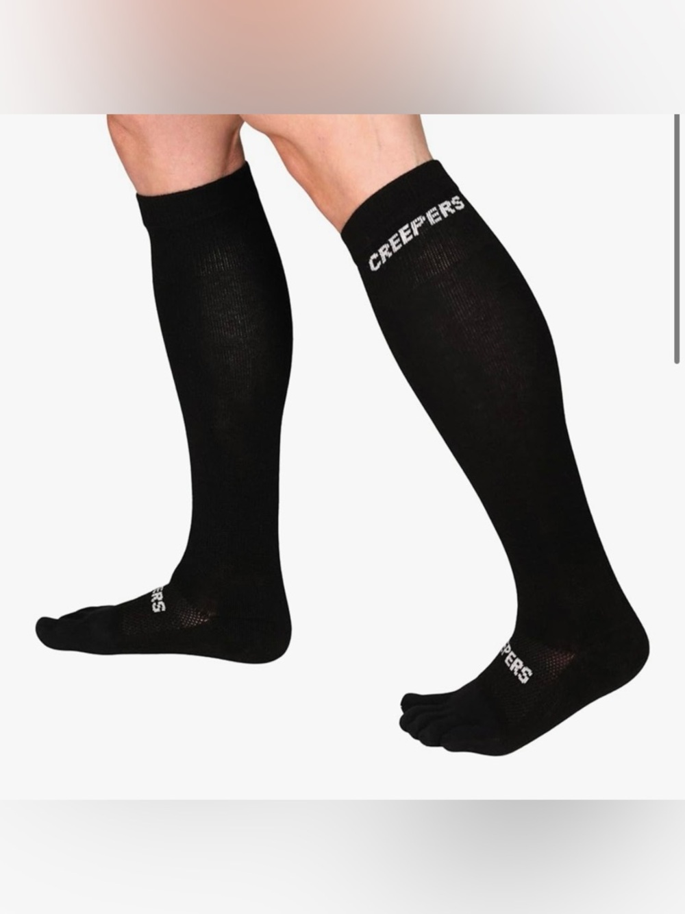 Creepers Merino Wool Over the Calf Toe Socks Lightweight Zero Cushion
